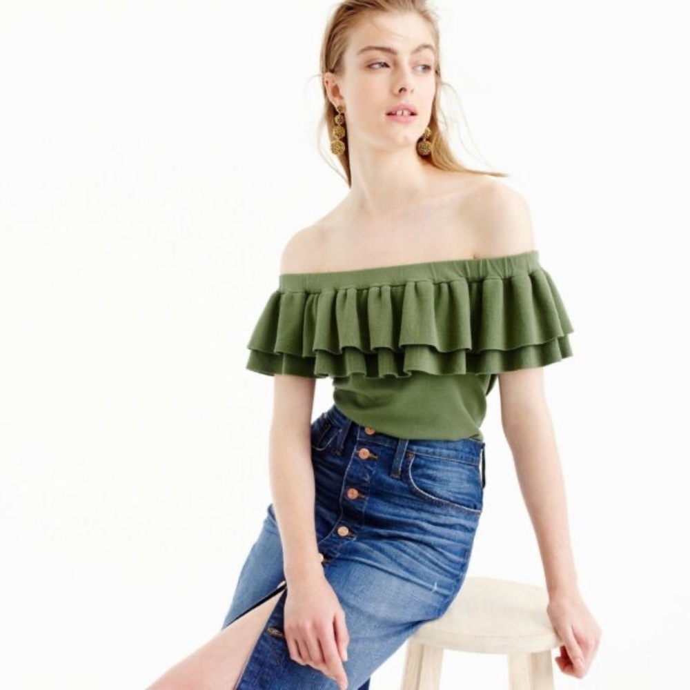 J.Crew Ruffle Top off the shoulder Sweater